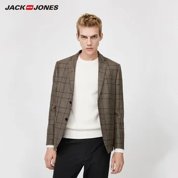 

JackJones Men's Slim Fit Plaid Woolen Business Casual Suit Jacket Menswear| 219408501