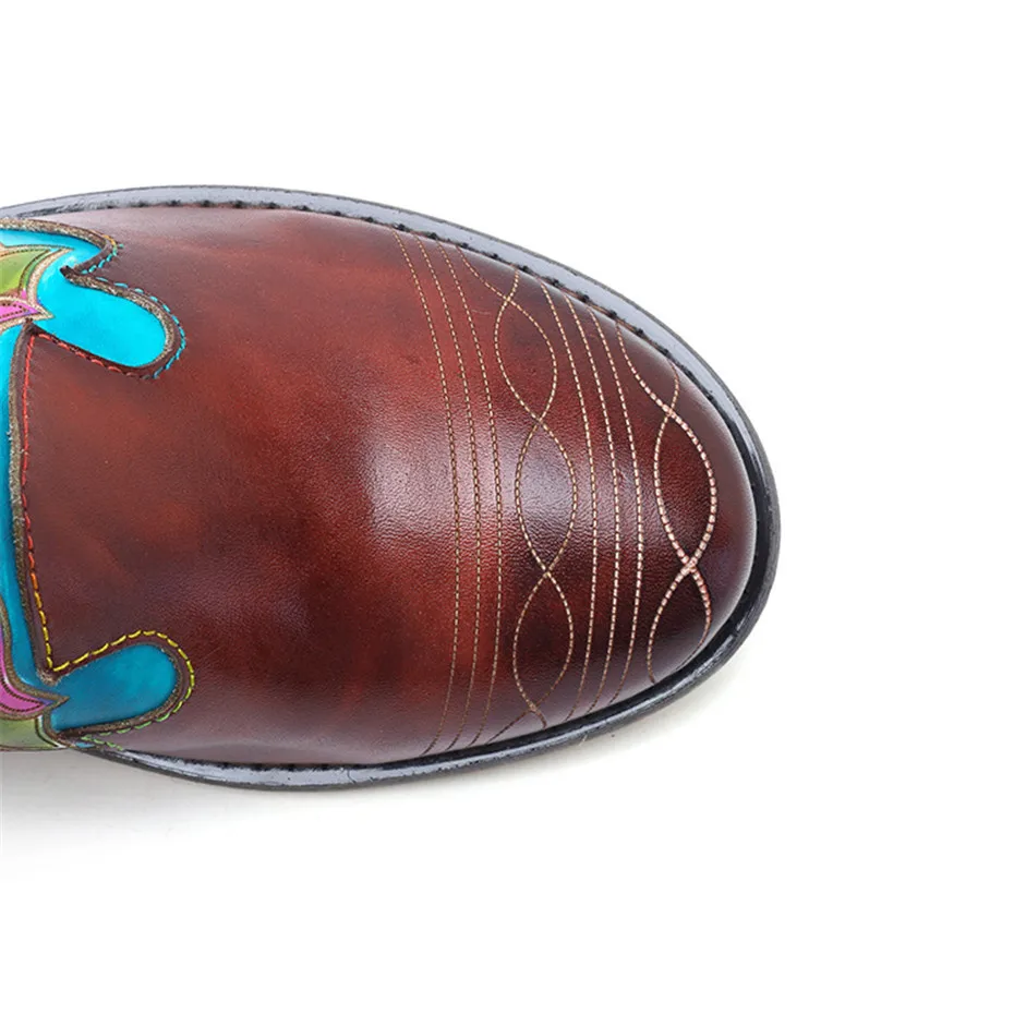 Fashion Women Chelsea Boots Genuine Leather Shoes Woman Bohemian Vintage Slip-on Ankle Boot For Women Casual Spring Winter Shoes (2)