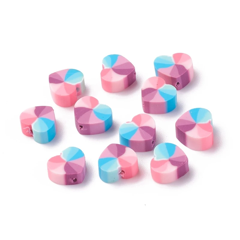 

50pcs Colorful Heart Beads Handmade Polymer Clay Bead Heart Spacer Beads for DIY Bracelet Handcraft Jewelry Making 10x11x5mm