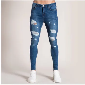

New Streetwear Mens Ripped Biker Jeans Men's Fashion Motorcycle Slim Fit Black Gray Blue Moto Denim Pants Skinny sizeS-5XL