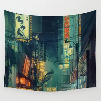 

Memories of Green Tokyo Tapestry Cover Beach Towel Picnic Yoga Mat Home Decoration