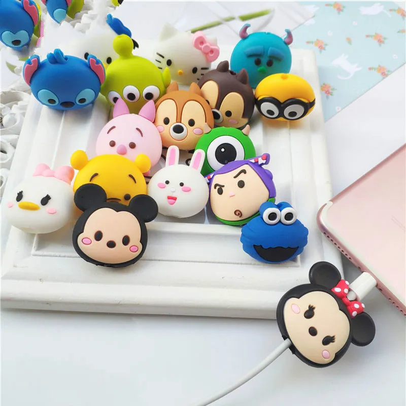 

Cartoon Figure Cable Protector for IPhone Lightning Type C Micro USB TSUM Data Line Silicone Winder for Samsung Xiaomi Huawei