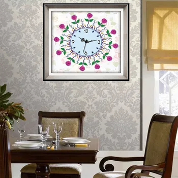 

Lingmu new 3D special shaped diamond embroidery flower wall clock 5D diamond painting cross stitch watch diamond mosaic decor