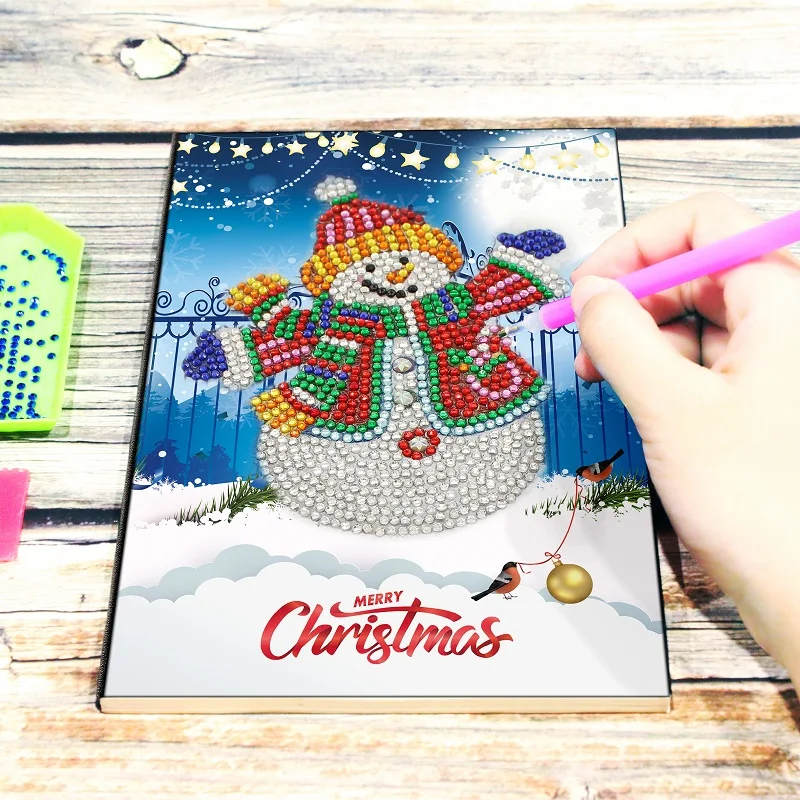 Алмазный блокнот с изображением животных Санта Клауса, рождественского лебедя, мандалы, алмазная живопись, блокнот, А5, 64 страницы, дневник, рождественский подарок