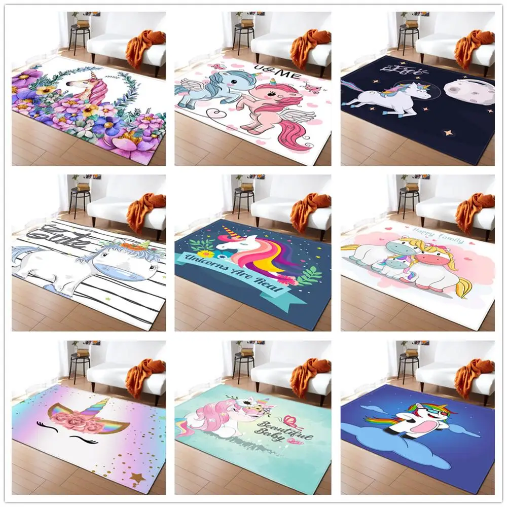 17 видов стилей Единорог 3D печатных детские коврики для Гостиная Украшения в спальню ковер в детской комнате играть мягкий коврик для Ползания противоскользящие маты