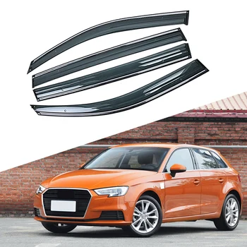 

For Audi A3 Sedan 8V 2013-2019 Car Window Sun Rain Shade Visors Shield Shelter Protector Cover Trim Frame Sticker Accessories
