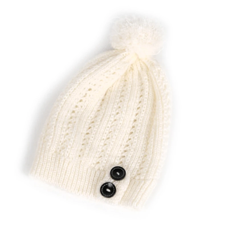 Женская зимняя меховая вязаная мешковатая шапка бини тёплая шапка - Цвет: W
