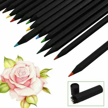 

Black wood color pencil set 24 colors L9G1