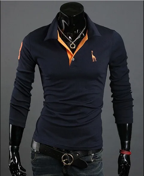 

Men's T-shirt 2018 Summer New Style European And American-Style Deer Badge Embroidery Cuff Men's Casual Polo Shirt