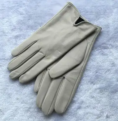 beige Женские осенне-зимние из натуральной овчины кожаная перчатка Женские зимние из натуральной кожи короткие перчатки для вождения r712 - Цвет: beige