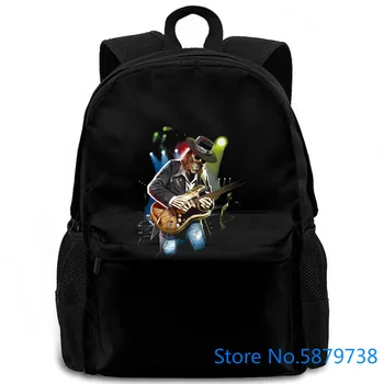 

VINTAGE STEVIE RAY VAUGHAN SKELETON PLAYING GUITAR TWO-SIDED REPRINT Hipster women men backpack laptop travel school adult