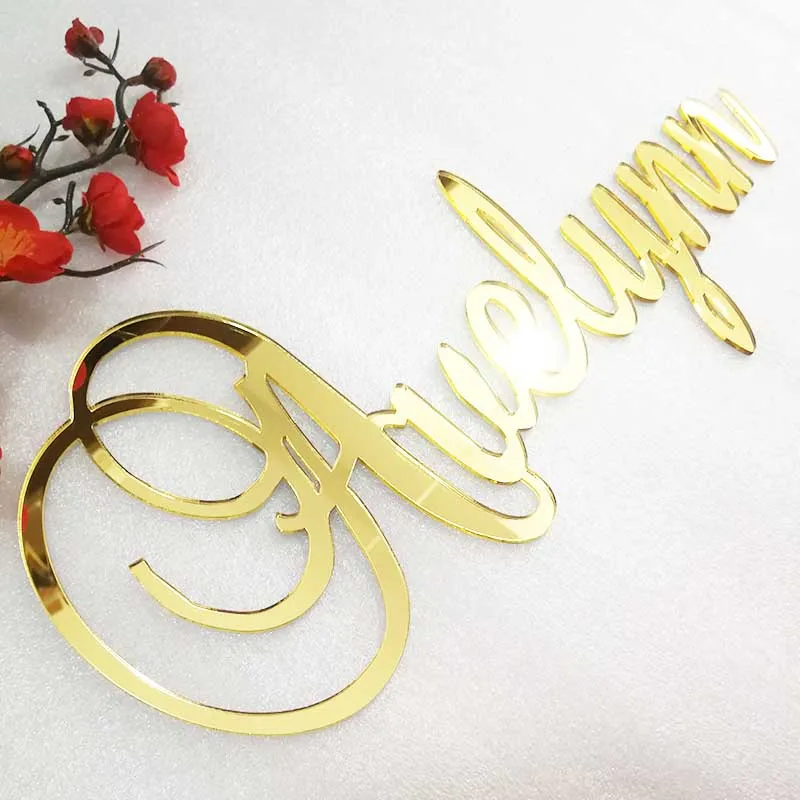 Personalized Mirror Gold Acrylic Name Sign Wedding Birthday Name Wedding Party Decor Gifts Setting Supplies