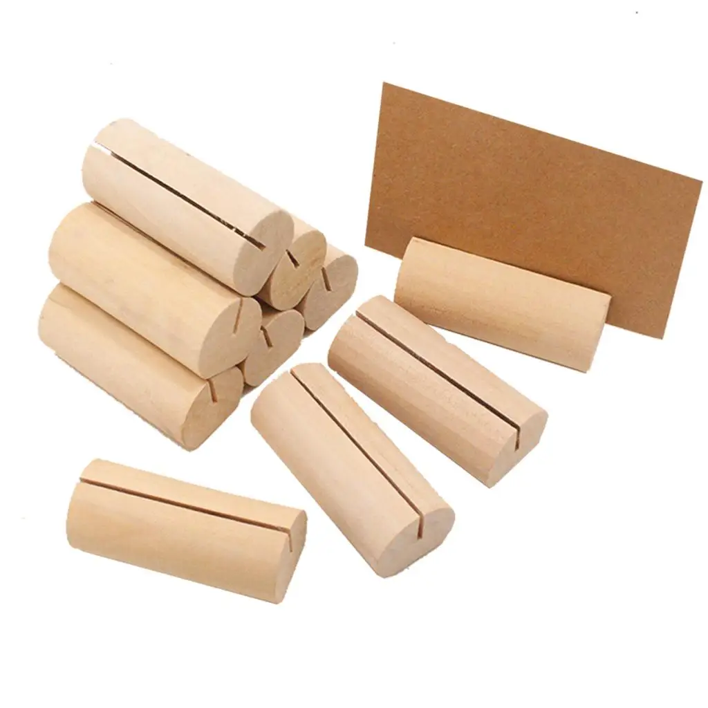 10Pcs Wood Place Card Holders, Table Number Holders, Wood Photo Holders, Ideal for Wedding Party Table Name and More