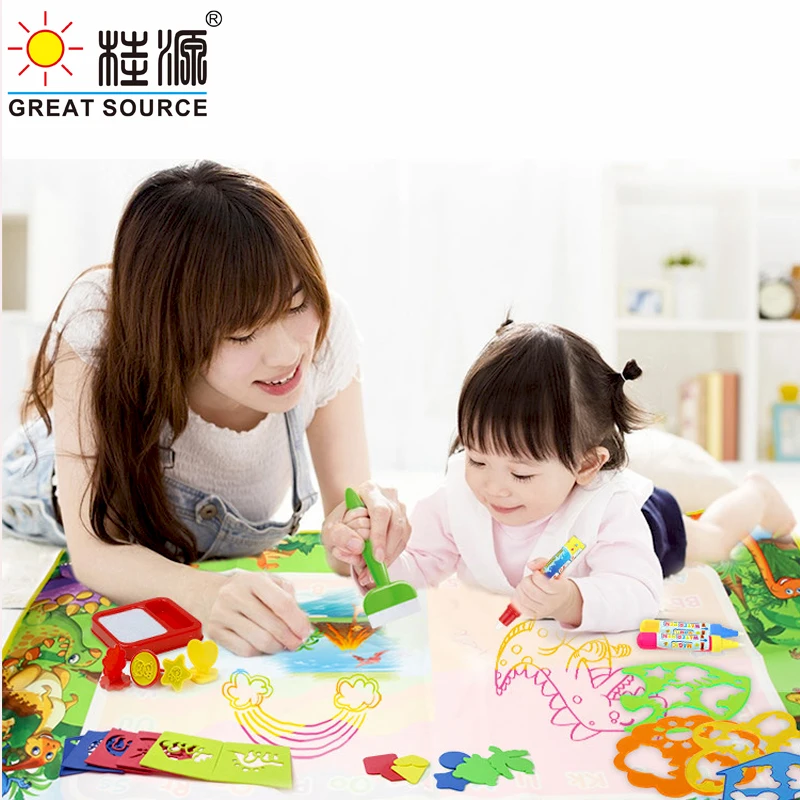 Big Doodle Mat Baby Water Drawing Mat & Magic Pens & Stamps Set Painting Board Educational Toys (160*120cm(62.99"*47.3")(3PCS)