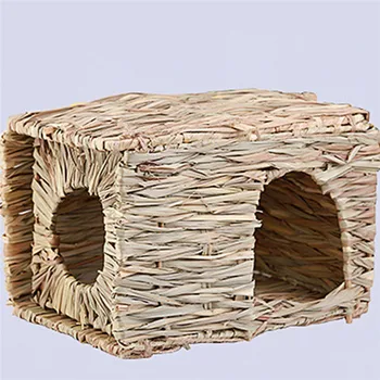 

Foldable Woven Grass Pet Rabbit Hamster Guinea Pig Cage Nests House Chew Toy Handmade Hut