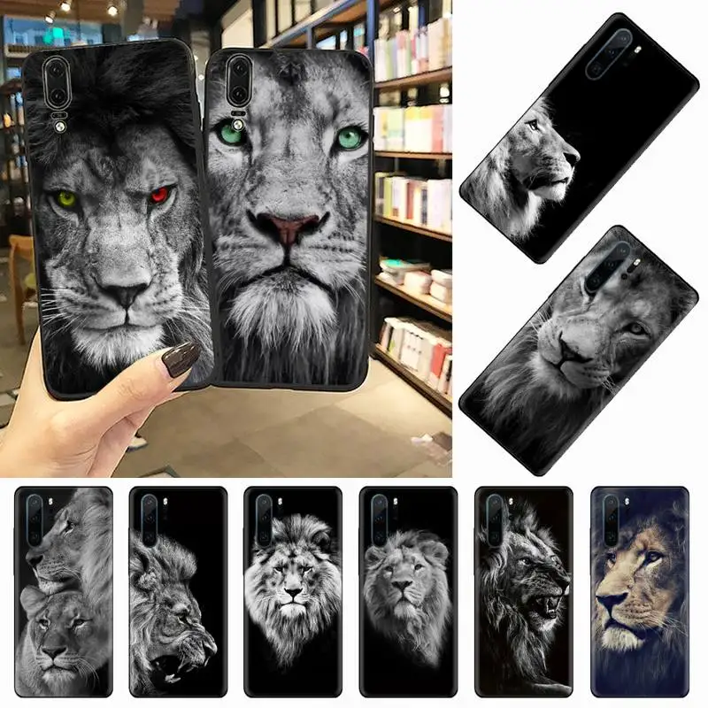 big lion black cool Animal coque shell Phone Case For Huawei honor Mate P 9 10 20 30 40 Pro 10i 7 8 a x Lite nova 5t | Мобильные