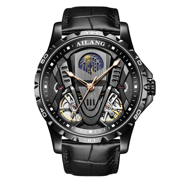 AILANG new men's hollow automatic movement watch mechanical luxury watch double pendulum flywheel men's watch 2022 1
