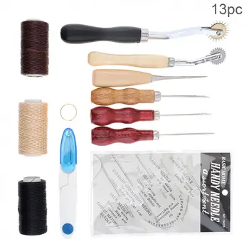 

Professional 13pcs/set DIY Leather Craft Tools Kit Handmade Sewing Stitching Punch Carving Work Kit Set Saddle Groover Leather