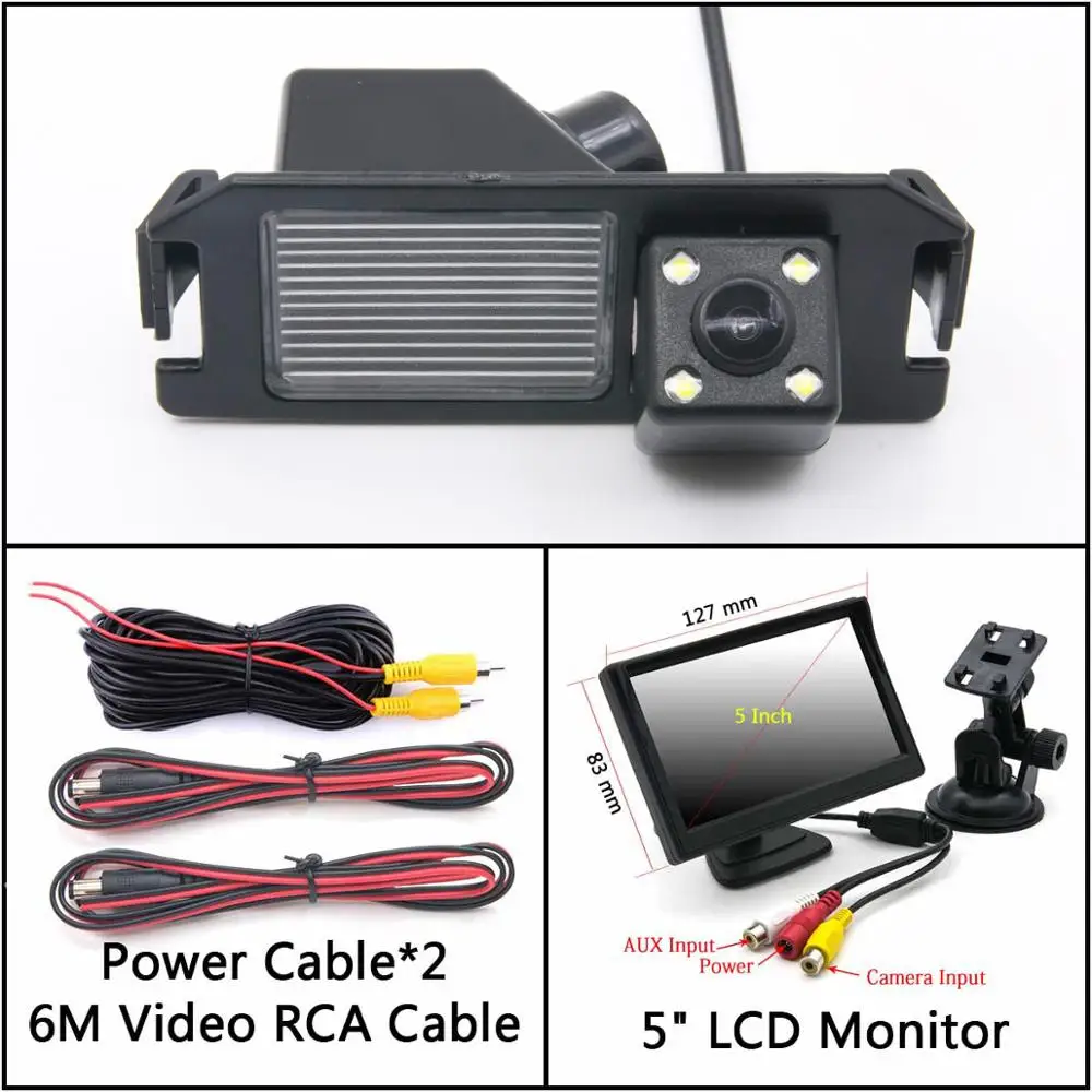 4 LED light Reverse Rear View Camera For kia plcanto Morning Rio 3 Soul MK1 MK2 Niro DE Car Parking Monitor Night Vision - Название цвета: Cam Add 5 inch LCD