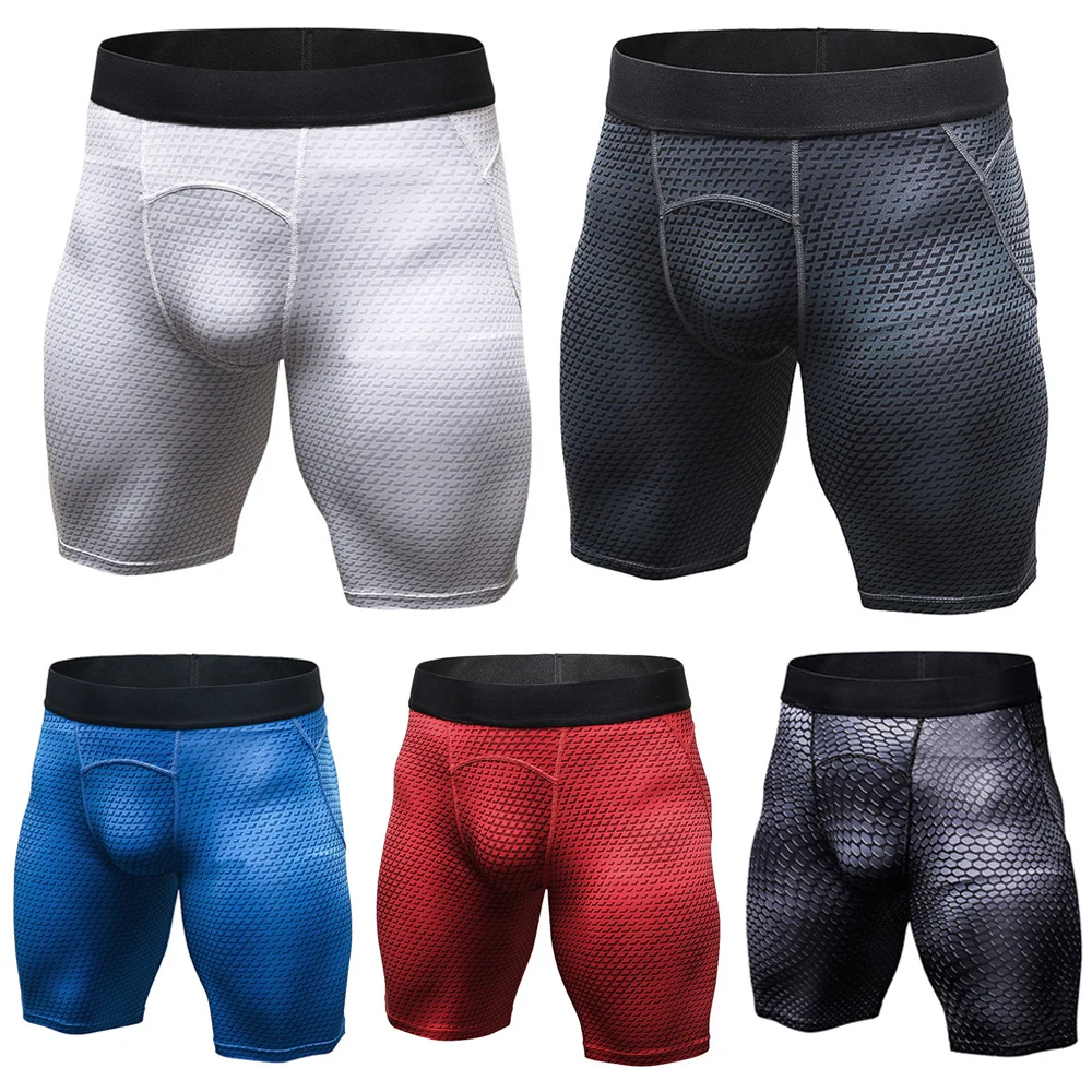 Мужские стильные спортивные шорты с принтом, эластичные обтягивающие спортивные шорты для бега