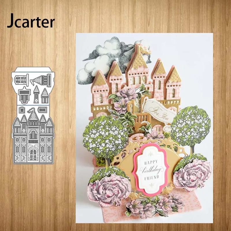 

New Design Castle Building Architecture Metal Cutting Dies Craft Stencil Scrapbooking Handmade Card Make Shape Album Decor Model