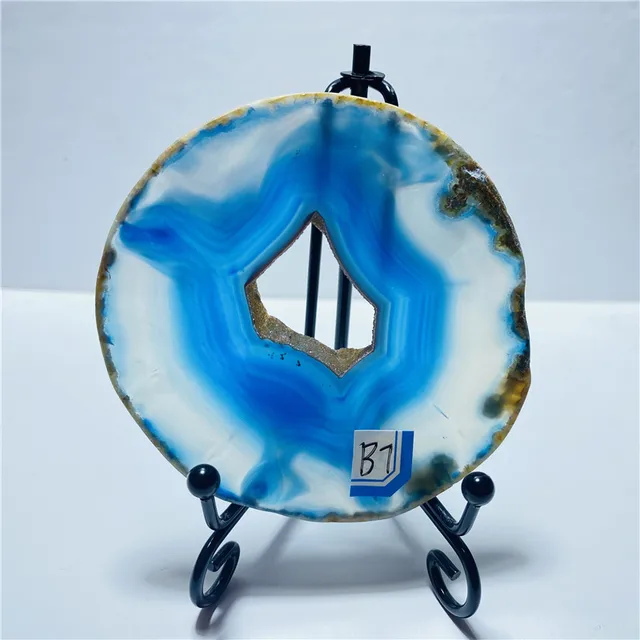 Natural crystal AGATE SLAB Geode Slice Crystal Mineral Energy Stone Healing Home Decoration Gift B7    60g   86mm