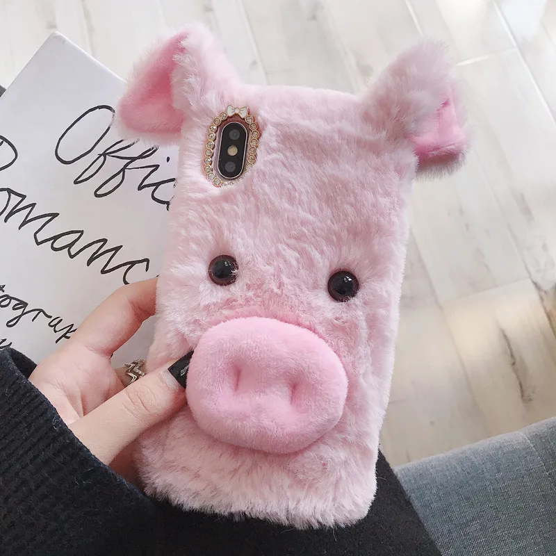 

Cute plush phone case soft silicone pig mobile phone case for Vivo X6 X7 X9 X20 PLUS Y55 Y59 Y67 X21 V9 X21UD Y83Pro FUNDA