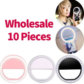 

10pcs/set Universal USB Charge LED Selfie Phone Ring Light Portable Enhancing Luminous Lamp Mobile Phone Lens for Cell Phone
