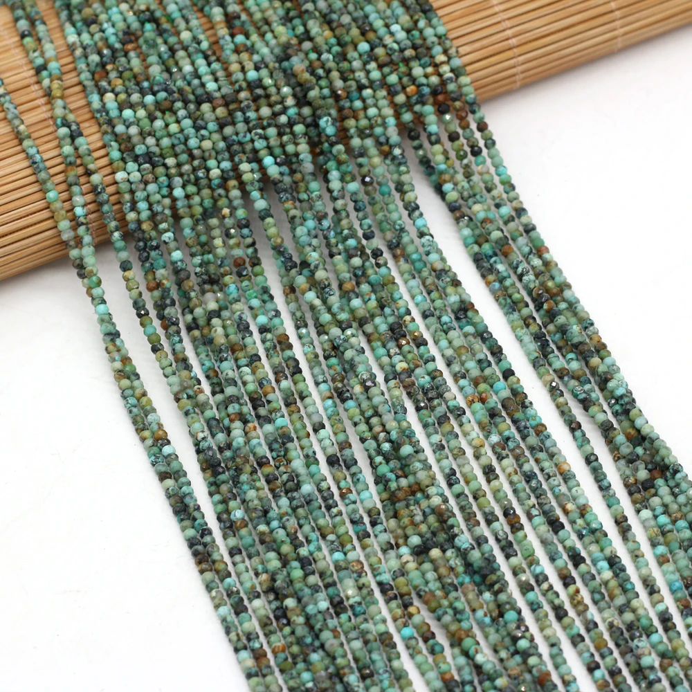 

New Faceted Small Beads Natural African Turquoises Stone Beads for Women Jewelry Making Bracelet Necklace Size 3x2mm