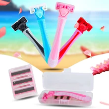 5 шт. женские ручные бритвенные бритвы с 4 лезвиями бритвенные волосы борода Безопасная бритва для женщин голова