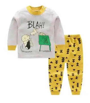 Комплекты пижам для маленьких детей осенний костюм для сна для мальчиков рождественские пижамы для маленьких девочек топы с длинными рукавами+ штаны, 2 предмета, одежда для детей - Цвет: color at picture