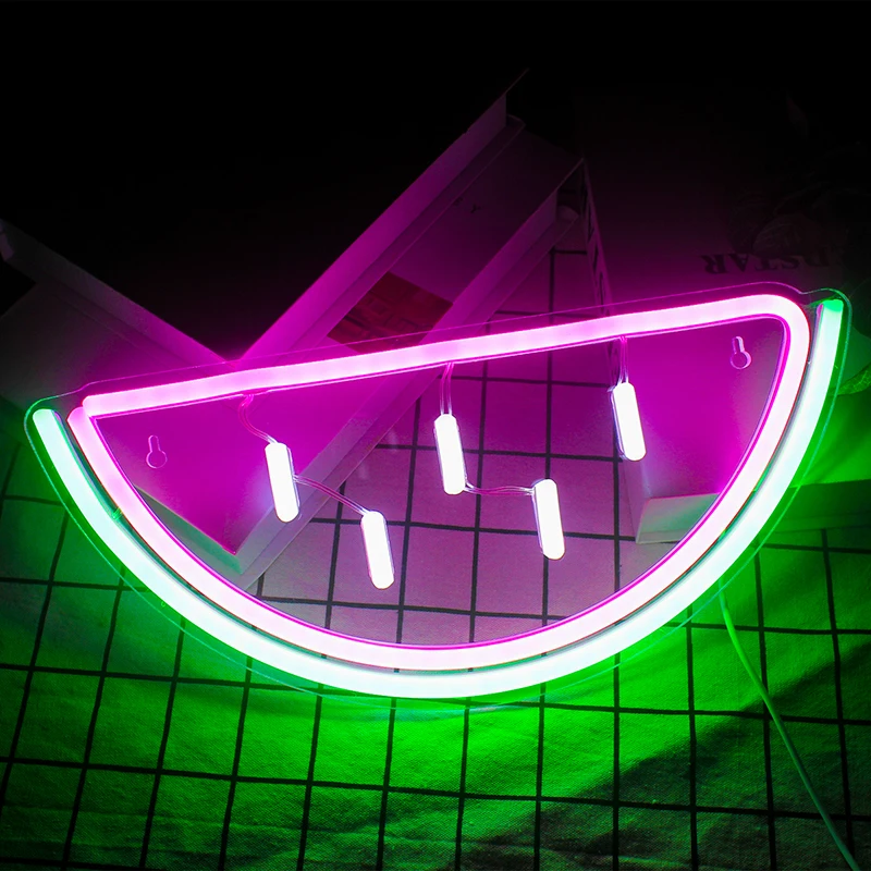 

Wanxing Led Neon Signs Watermelon Shaped USB With Switch Acrylic Wall Hanging Neon Night Light Lamps For Shop Party Room Decor