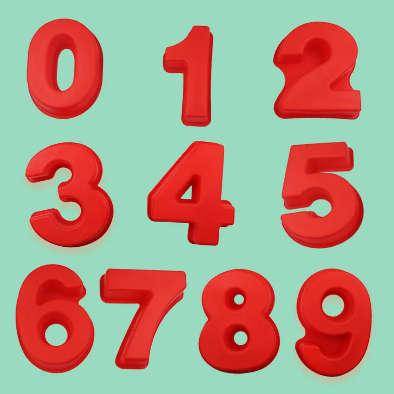 10 Inches Large Arabic Numeral Silicone Mold 0-9 Number Shape Baking Mold Wedding Birthday Anniversary Cake Decoration Tool