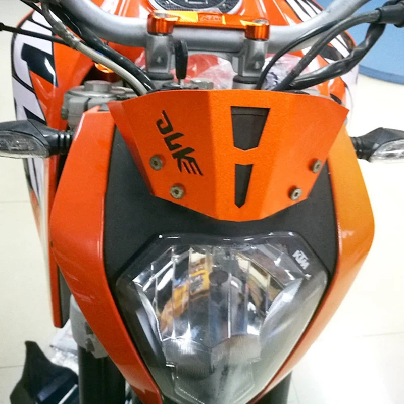 Оранжевый алюминиевый мотоциклетный ветровой щит, совместимый с верхней фарой, верхнее крепление для 125 200 250 Duke 300 390 Duke 2011-16 ветровое стекло