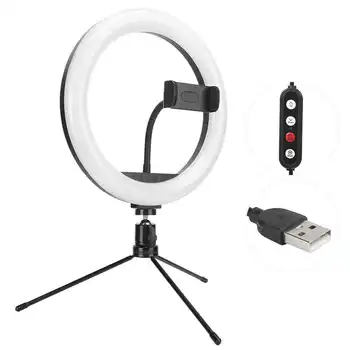 

10'' LED Selfie Ring Light with Tripod Stand Cell Phone Holder for Live Stream/Makeup Desktop Selfie Ring Light