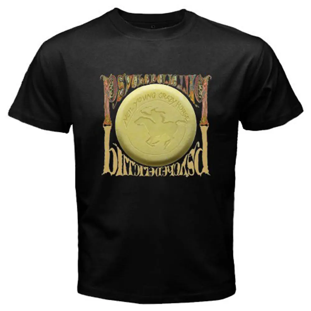 Neil Young Crazy Horse Psychedelic Pill Rock Band Men's Black T-Shirt Size S-3XL | Мужская одежда