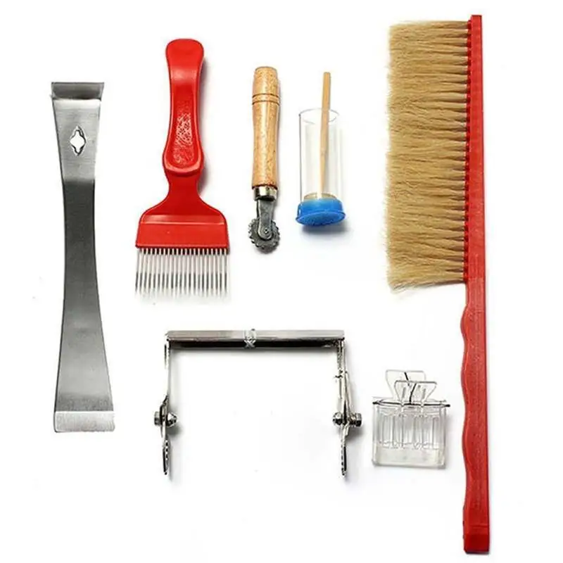 

Stainless Steel Beekeeping Bee Hive Smoker Kit Heat Shield Protection Scraper Equipment Tools Set Apiculture Accessories 7 in 1