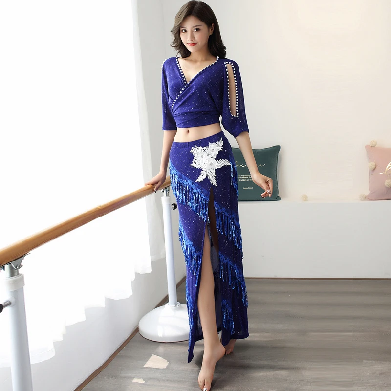 Belly Dance Costume Female Elegant Sequin Tassel Bellydance Dresses Oriental Dance Clothes Belly Dance 2 Piece Set DQL2508