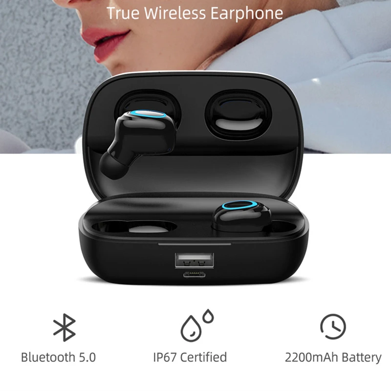 2019 New S11 Wireless Bluetooth 5.0 IPX67 Waterproof Automatic pairing Earphone with 2200mAh Power Bank for all smart phone
