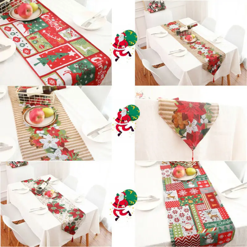 Printed Tassel Tablecloth Placemat Hotel Home Festival Decoration Christmas Decoration Linen Printed Table Flag Table Runner