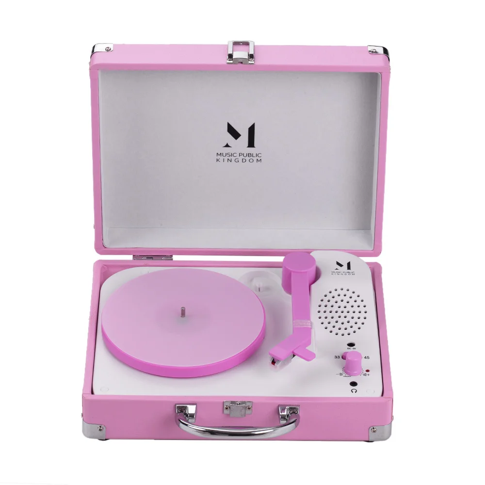 

Portable Record Player for 7-inch Vinyl Turntable Suitcase Phonograph 2-Speed with Built-in Speaker and Headphone Jack