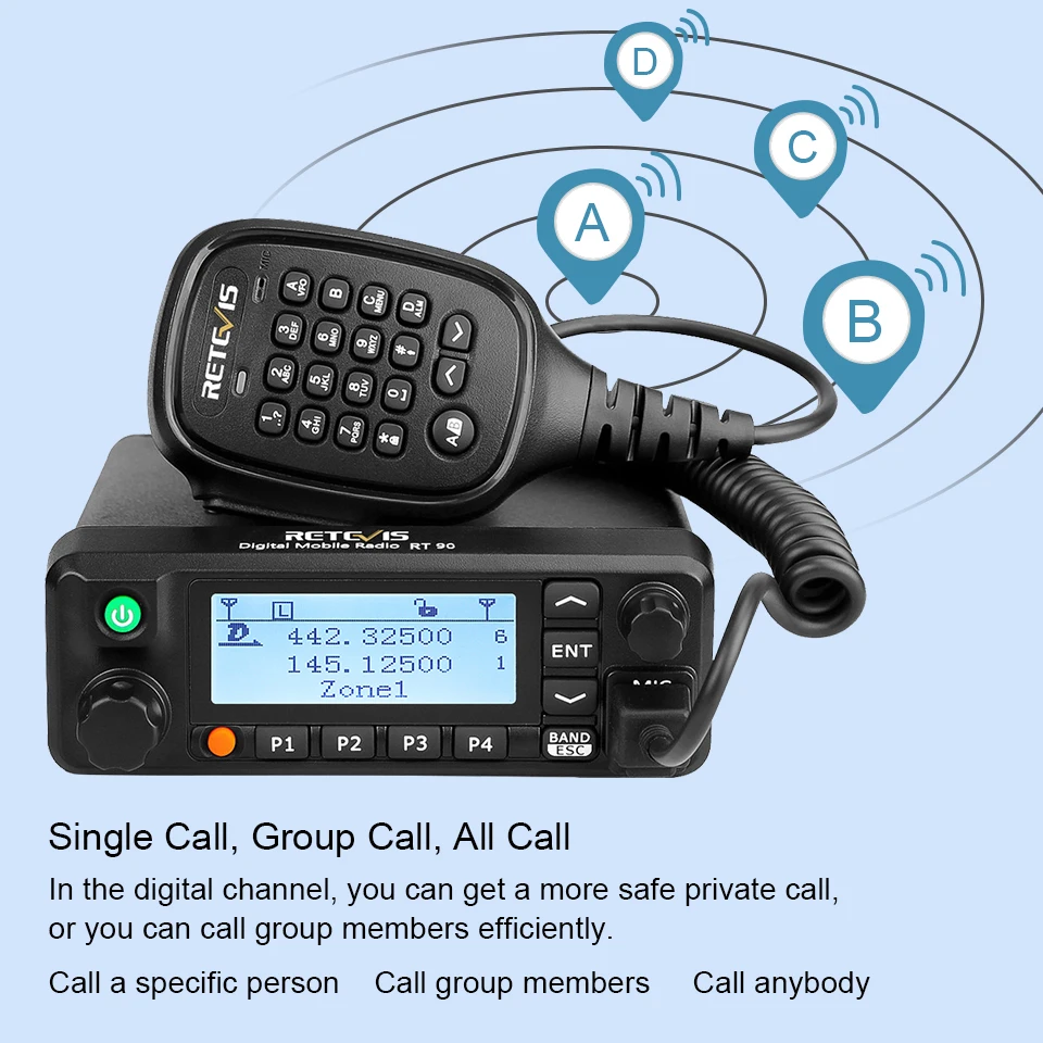 Retevis RT90 DMR digitální mobilní rádio obousměrné auto rádio walkie talkie 50W VHF UHF dvojí pás šunka amatér rádio transceiver +cable