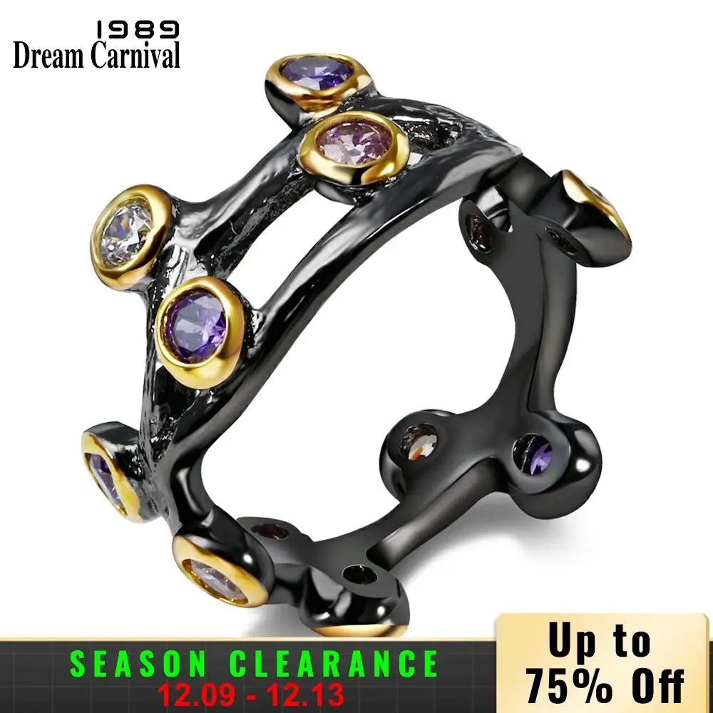 DC1989 Spanish Design Women Party Rings Synthetic Multi colors Cubic Zirconia Bezel Mount Gold Black Plated Cocktail Ring(R03
