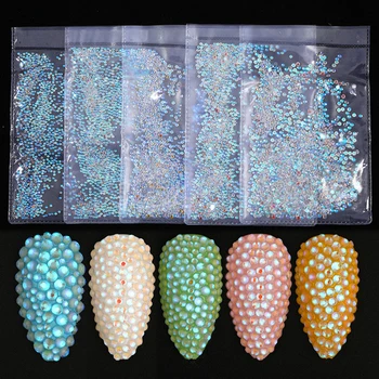 

1400Pcs/Bag Nail Art Rhinestones Crystal AB Flat Back 3D Nail Art Decorations Charm Mixed Size Rhinestone DIY Tool