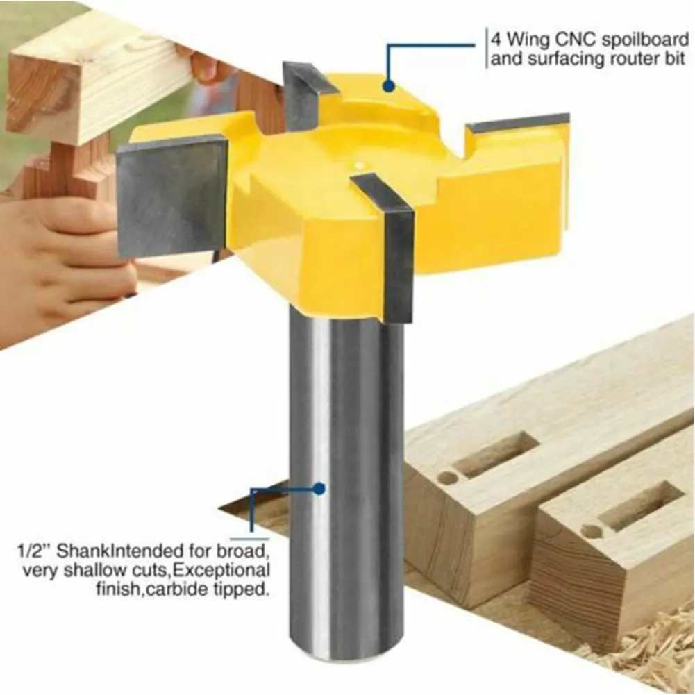 1/2 Inch Engraving Router Bit Triming Industry Woodworking Corner Chamfer Edging 4 Wings Hard Alloy Multifunction Milling Cutter