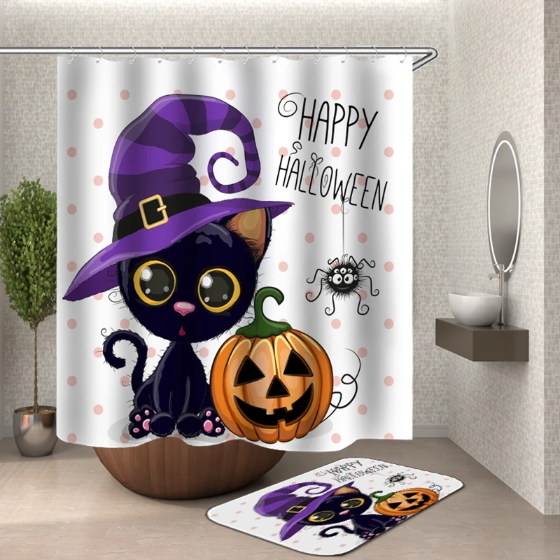 Halloween Shower Curtain With hooks Cute shower curtain fabric 3d