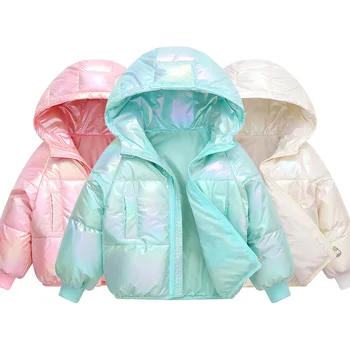 

HH Winter Children's down jacket for Boy Coats fashion Pink colorful hooded Thicken white duck down jacket for girls kids parka