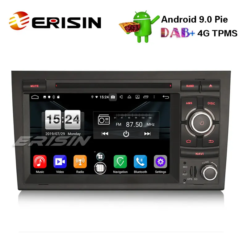 Erisin ES7738A " Android 9,0 Автомобильный DVD стерео DAB+ 4G gps навигация для Audi A4 S4 RS4 SEAT EXEO