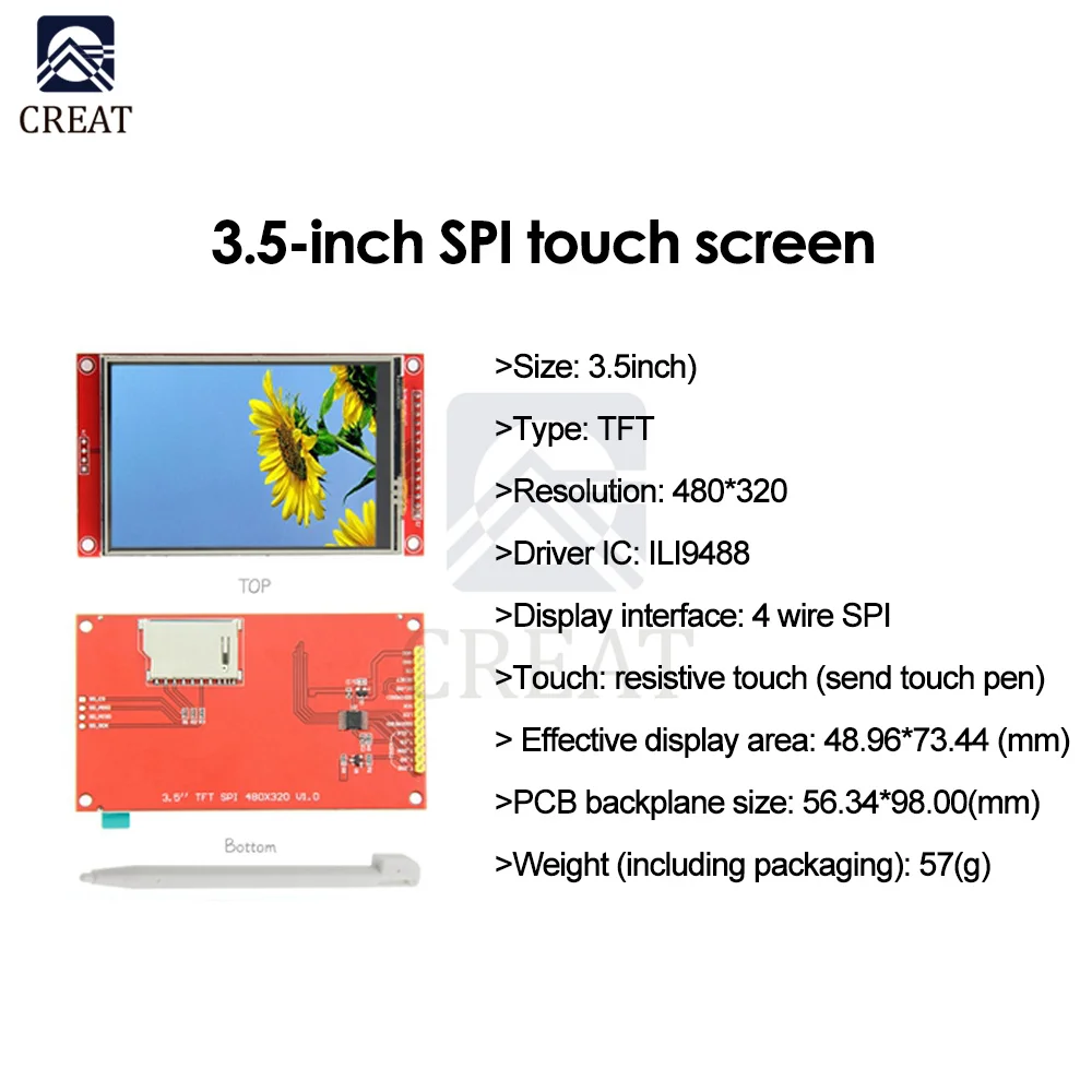 polegada 480*320 spi serial tft lcd tela