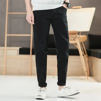 

Cargo Pants Men Cotton Casual Pants Stretch Male Trousers Simple Solid Trousers Male High Quality Stretch Slim Fit Pants Top 30